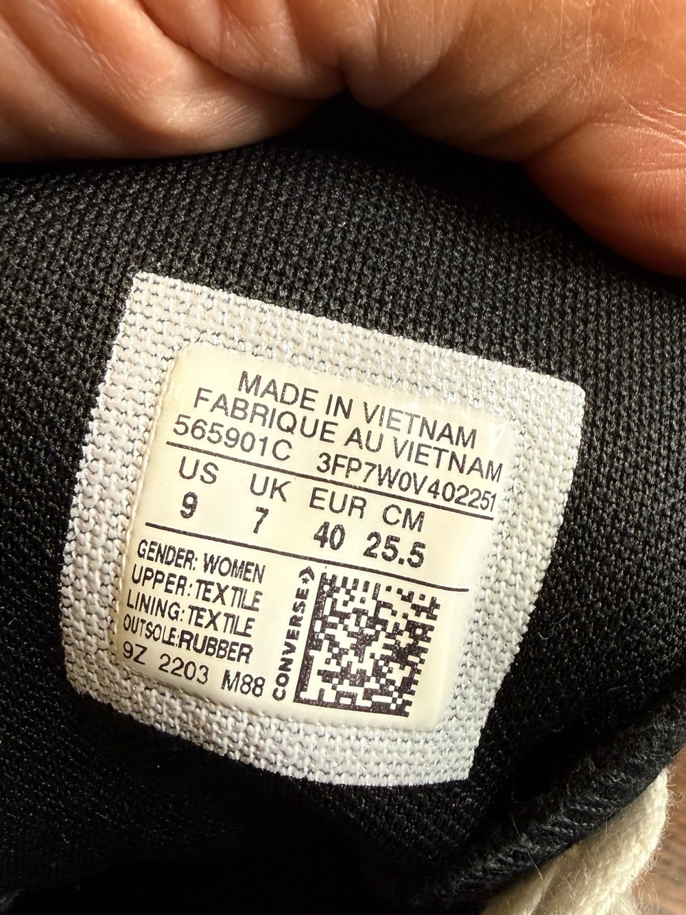 Converse Black and White High Top Canvas Sneakers - Picture 5 of 7